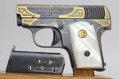 SOLD - Beautiful Gold Engraved Damascened Spanish 'Bufalo' (38594)