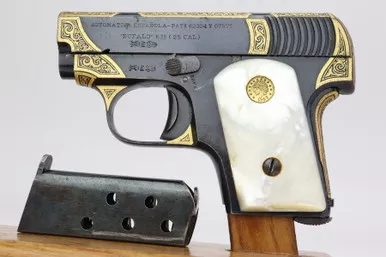 SOLD - Beautiful Gold Engraved Damascened Spanish 'Bufalo'