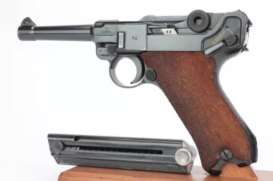 SOLD - Beautiful, Rare 1940 Police Eagle/C Mauser Banner Luger - Matching Magazine