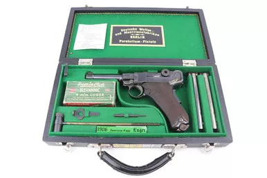 SOLD - Cased 1906 DWM American Eagle Luger