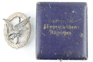 SOLD - Cased Luftwaffe Radio Operator and Air Gunner Badge by Juncker