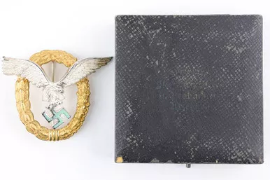 SOLD - Cased Pilot Observer Badge by GWL