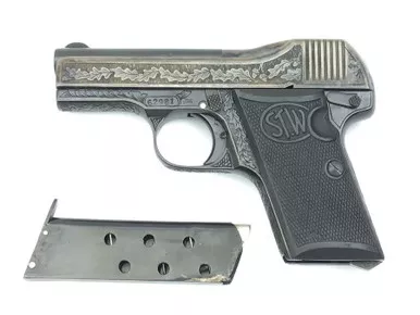 SOLD - Engraved Waffenfabrik Stendawerke Beholla Pistol