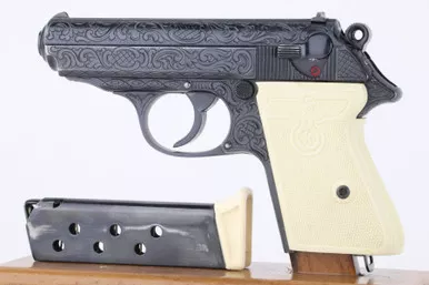 SOLD - Engraved Walther PPK -White "Party Leader" Grip