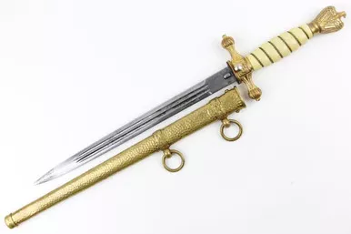 SOLD - Etched Kriegsmarine Dagger with Hammered Scabbard