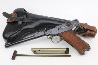SOLD - Excellent 1918 DWM Artillery Luger Rig - Matching Stock & Magazine