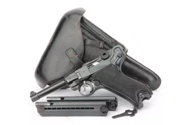 SOLD - Excellent 1942 Black Widow Mauser Luger Rig - BYF 42