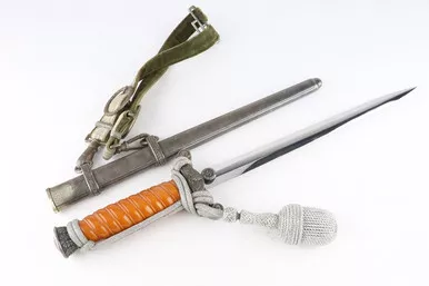 SOLD - Excellent, Early Nickel Plated Army Dagger with Hanger