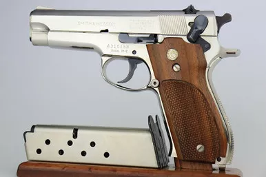 SOLD - Excellent, Nickel Smith & Wesson Model 39-2