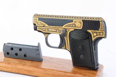 SOLD - Exquisite, Gold Engraved Damascened Spanish Bufalo - Pre-War