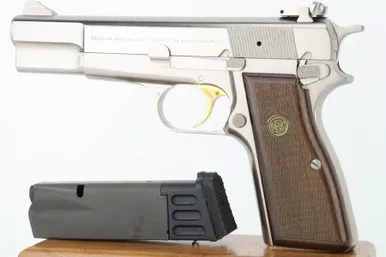 SOLD - Mint 1981 Silver Chrome Browning Hi Power (245PZ61491 - 32215)
