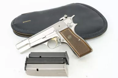 SOLD - Mint 1981 Silver Chrome Browning Hi Power (245PZ63580 - 31252)