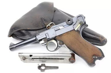 SOLD - Minty 1915 DWM Luger Rig - Matching Magazine