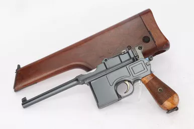 SOLD - Minty, Rare, 9mm Pre-War Mauser "Banner Over Chamber" C96 Rig - Matching Stock