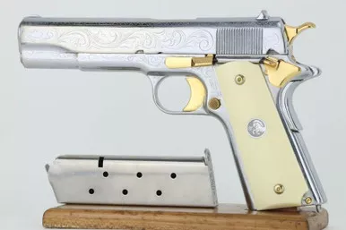 SOLD - Nickeled, Engraved Colt Government Model 1911 - 1924 Mfg