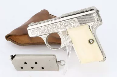 SOLD - Nickeled, Engraved Walther Model 9 Rig