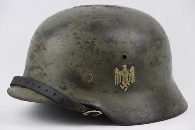 SOLD - Rare M35 Double Decal Heer Army Helmet: Camo