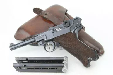 SOLD - Rare, Minty, Police Divert 1939 Mauser Luger Rig - Matching Mag