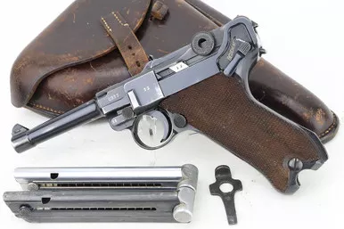 SOLD - Rare, Transitional 1937 Mauser Luger Rig - Matching Mag w/ Mixed Proofs