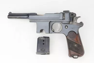 SOLD - Scarce Bergmann Model 1910 - German Occupation, Unit Marked