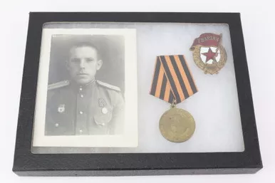 SOLD - Soviet Medal Display and Soldier Photograph
