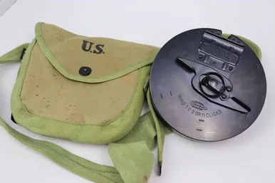 SOLD - Thompson 50 Round Drum Magazine with Canvas Carry Case - Type L