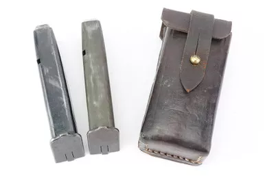 SOLD - Two FN High Power magazines and Leather Pouch