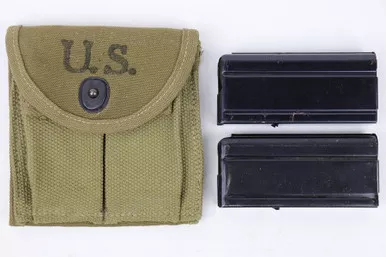 SOLD - Two M1 Carbine Magazines with Canvas Pouch
