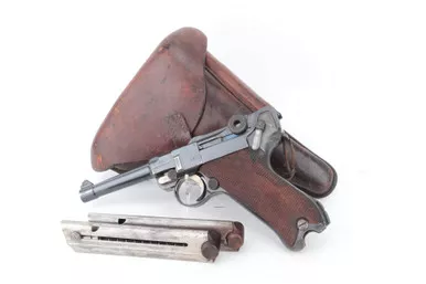 SOLD - Unit Marked 1916 DWM Luger Rig - Two Matching Magazines