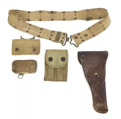 SOLD - US WW1 Utility Belt with Holster, Magazine & First Aid Pouch