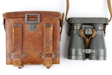 SOLD - WW1 Fernglas 08 Binoculars with Case - Unit Marked