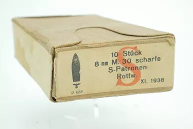 SOLD - WW2 German 8x56r Mannlicher Ammo - 10 Rounds (111924-14 - AB)