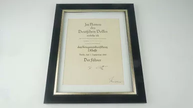 SOLD - WW2 German War Merit Cross Paperwork