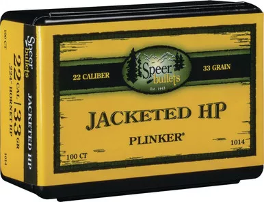 Speer Plinker Jacketed Rifle Bullets .22 Hornet (224 Diameter) 33 Grain Hollow Point Box of 100