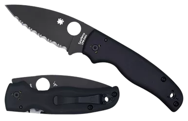 Spyderco Shaman Pocket Knife 3.58" Plain Black DLC CPM S30V Blade Black G10 Handle