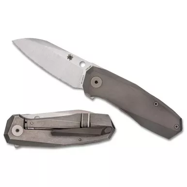 Spyderco Techno 3 Pocket Knife CTS XHP Stainless Steel Blade Titanium Handle Gray