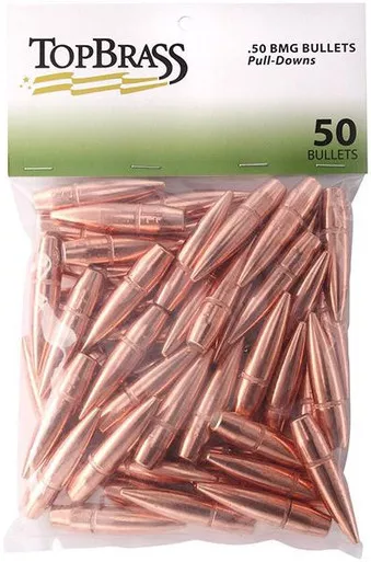 Top Brass .50 BMG Pull-Down Bullets 647gr FMJ 50ct