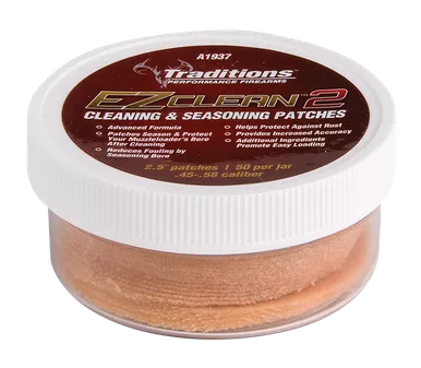 Traditions EZ Clean 2 Cleaning and Seasoning Black Powder Patches 45-58 Caliber 2.5" Jar of 50
