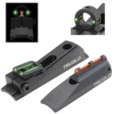 TRUGLO Muzzle Bright Xtreme Muzzleloader Universal Sight Set Fiber Optic Red Standard Front, Interchangeable Green Ghost Ring & Notched Rear