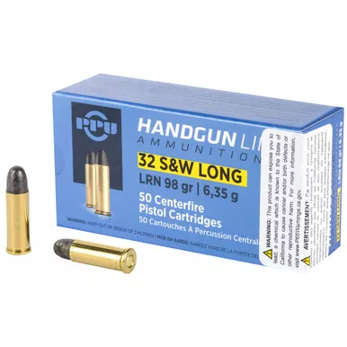 Trz Trading Inc. PPU .32 S&W Long Ammunition 98 Grain Lead Round Nose 50 Rounds