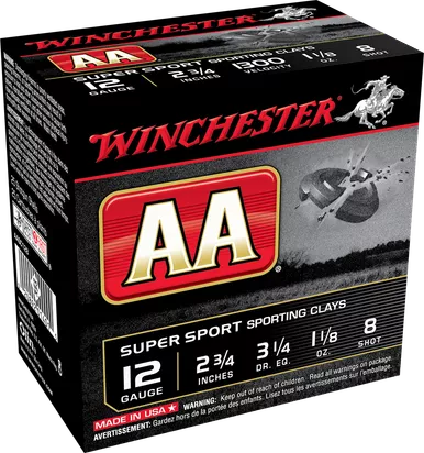 Winchester AA Sporting Clay 12 Gauge 2.75" 1 1/8 oz 8 Shot Box of 200