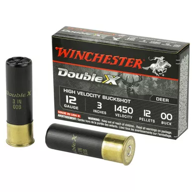 Winchester Double X 12 Gauge Ammo 3" #00 Buckshot 12 Pellets Box of 5