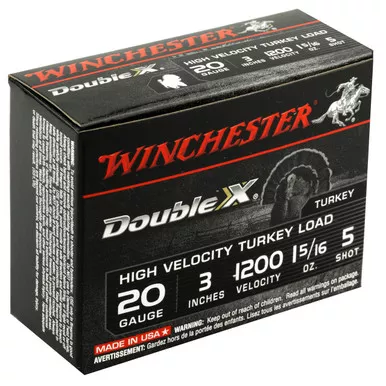 Winchester Double X Turkey Load 20 Gauge Ammo 3" #5 Copper-Plated Lead Shot 1-5/16 oz Box of 10