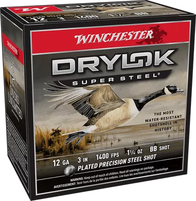 Winchester Drylok Super Steel Magnum Waterfowl 12 Gauge Ammo 3" BB Steel Shot 1-1/4 oz Box of 25
