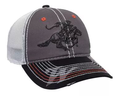 Winchester Mens Mesh Horse and Rider Logo Hat Gray/Black/White