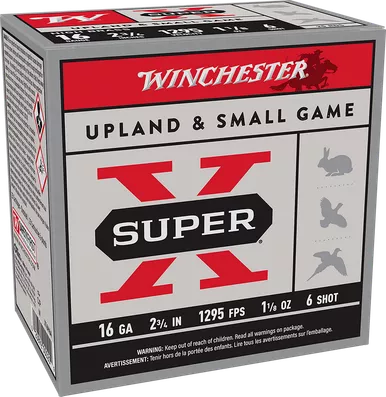 Winchester Super-X 16 Gauge Ammo 2-3/4" #6 Shot 1-1/8 oz Box of 25