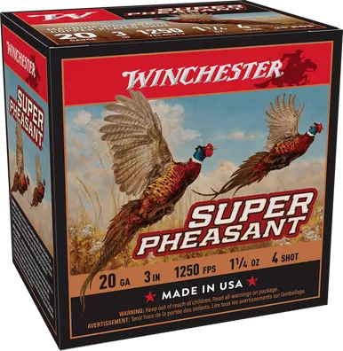 Winchester Super-X Pheasant Shotshells 20 Gauge 3" 1-1/4 oz #4 Shot 25/ct