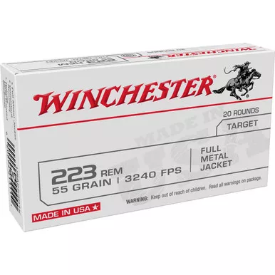 Winchester USA Target 223 Remington Ammo 55 Grain Full Metal Jacket Box of 20